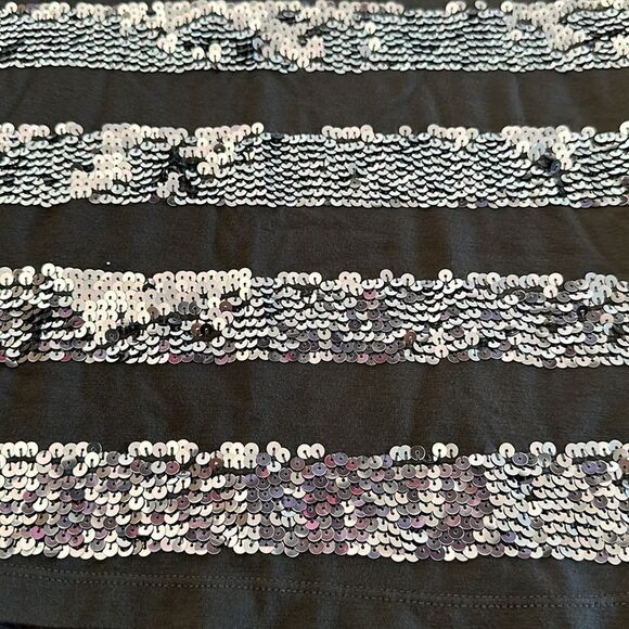 Flowers by Zoe Girls Grey with Silver Sequins Striped Dress - Picture 2 of 5